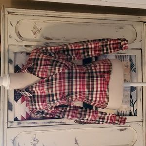 Ann Taylor 100% Silk Plaid Wrap Blouse